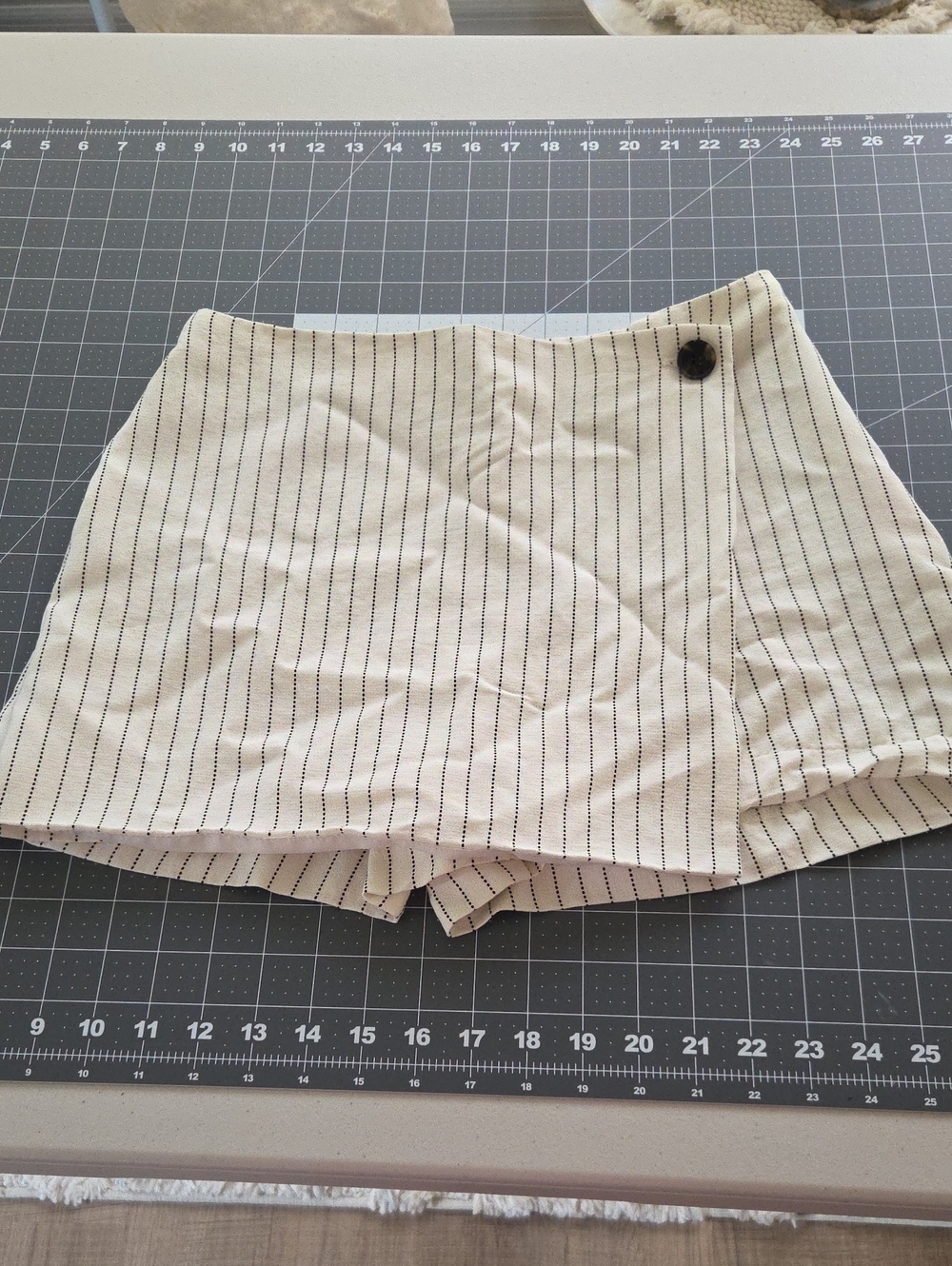 H&M Ivory Pinstripe Wrap-Front Skort